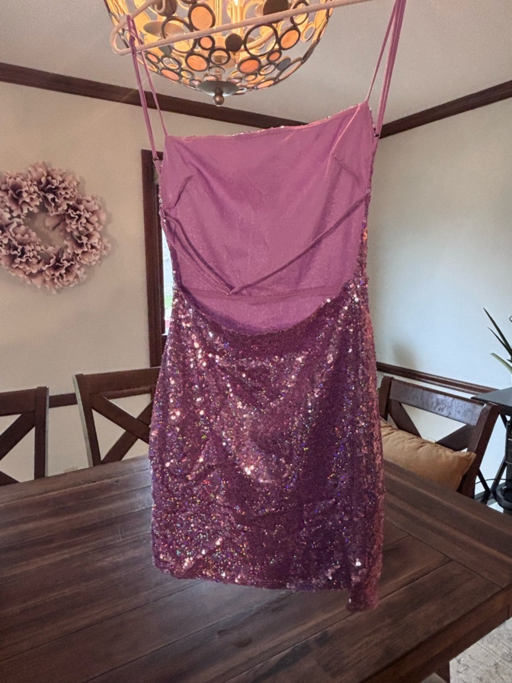 Lucy in the Sky Iridescent Lavender Sequin Cami Dress - Picture 2 of 3